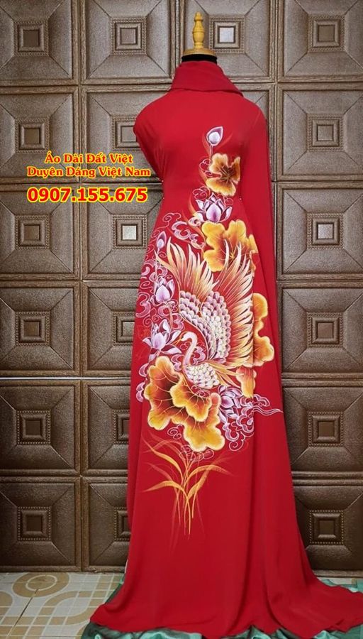 Vải Áo Dài Thái Tuấn Vẽ Chim Công AD VE151122_6 1